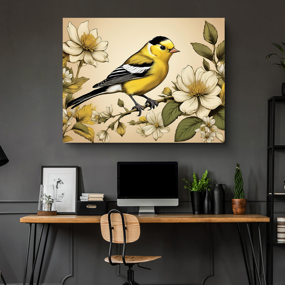 JJ Audubon's Style American Goldfinch Wall Art