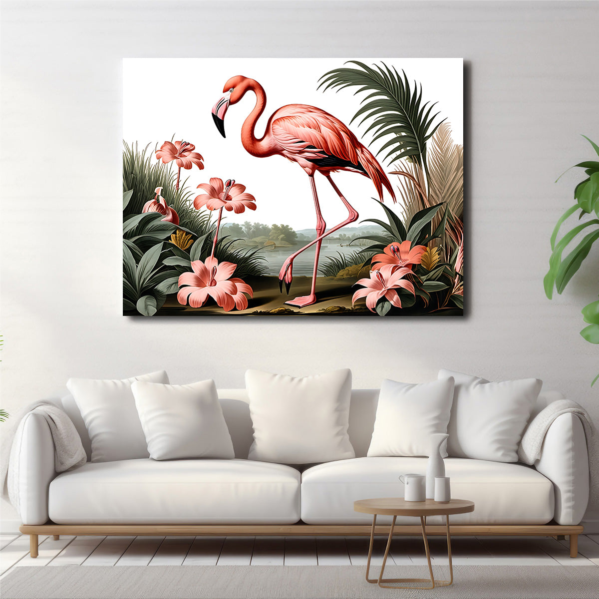 JJ Audubon's Style Flamingo Wall Art