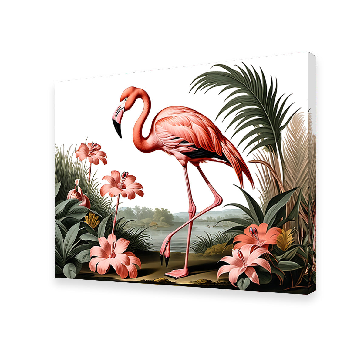 JJ Audubon's Style Flamingo Wall Art