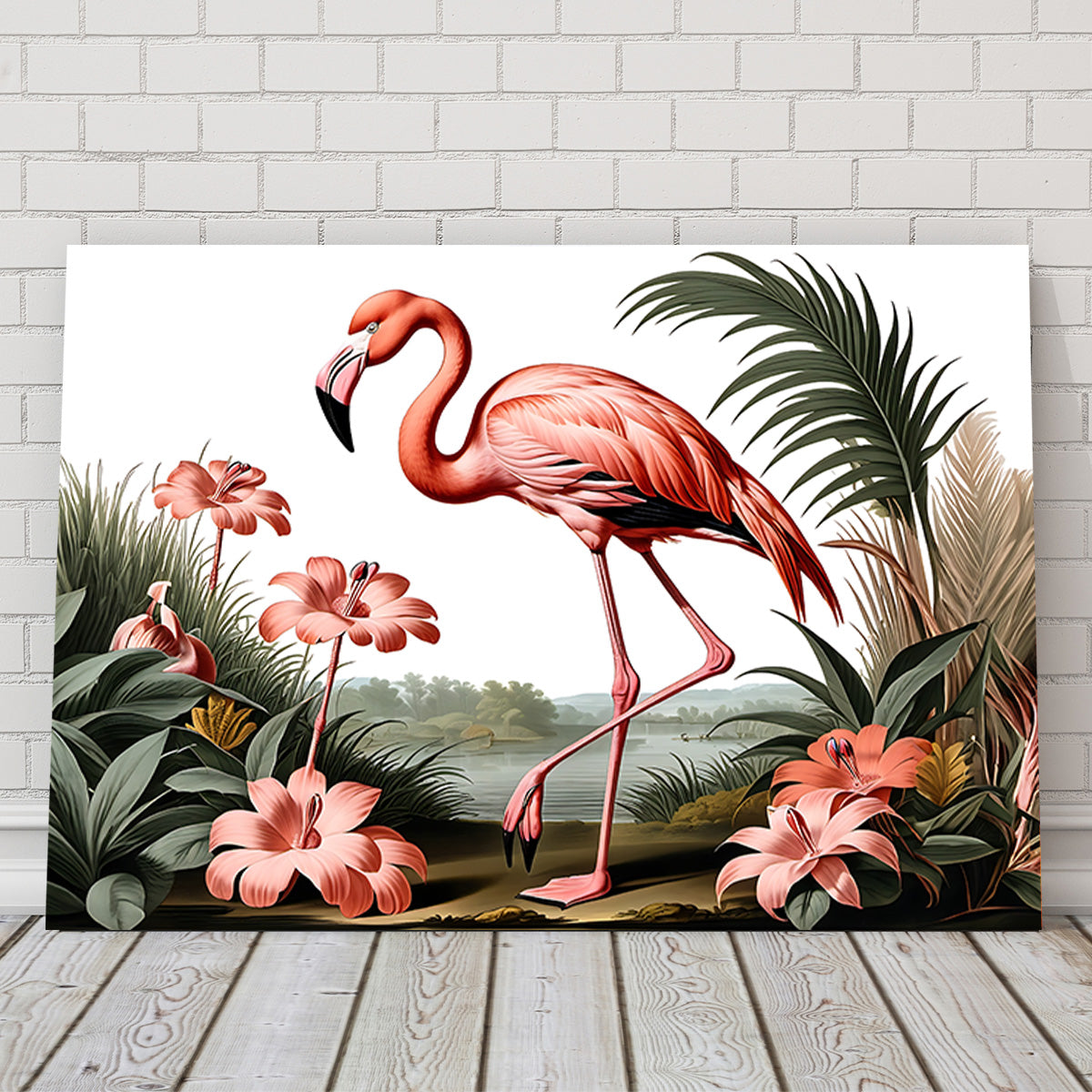 JJ Audubon's Style Flamingo Wall Art