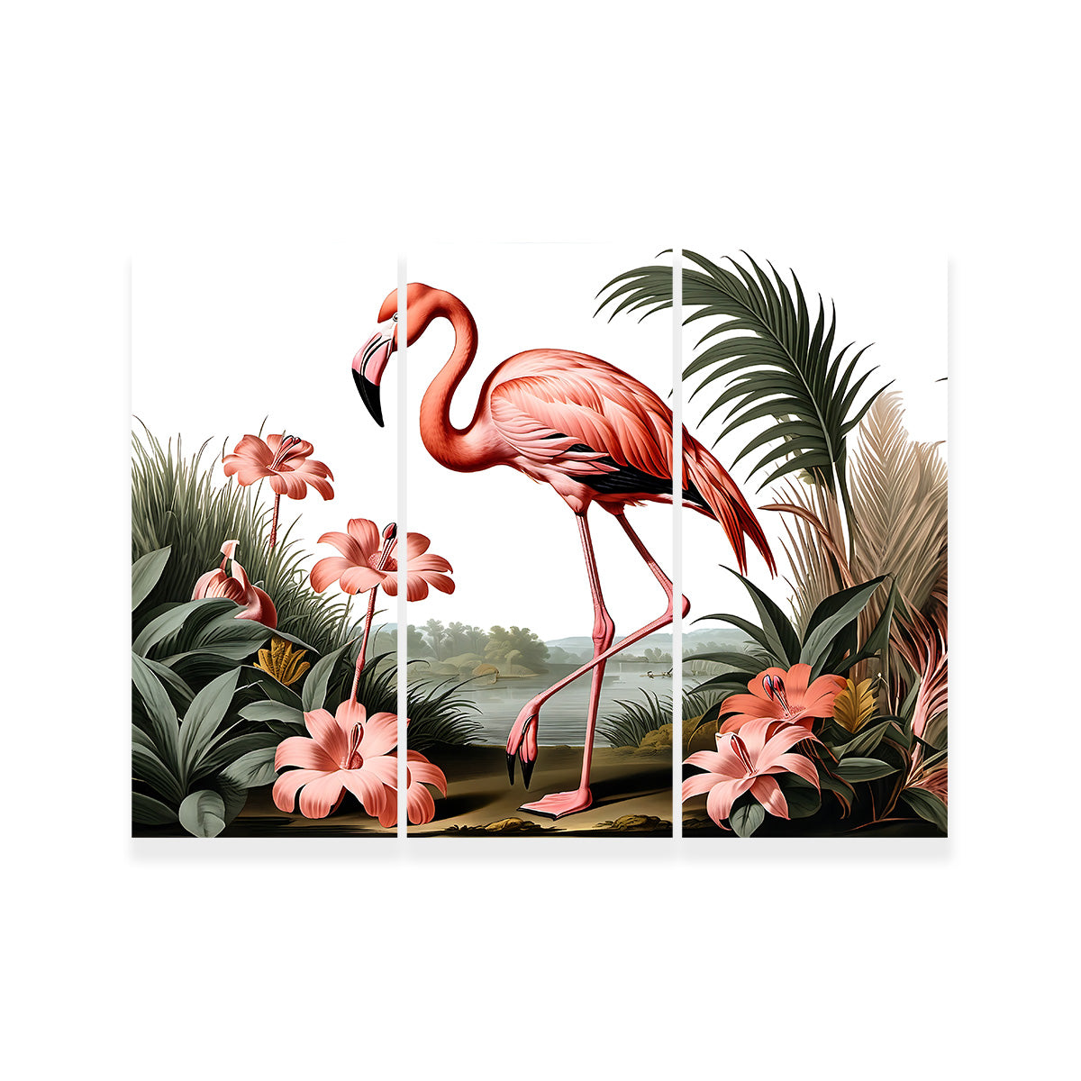 JJ Audubon's Style Flamingo Wall Art