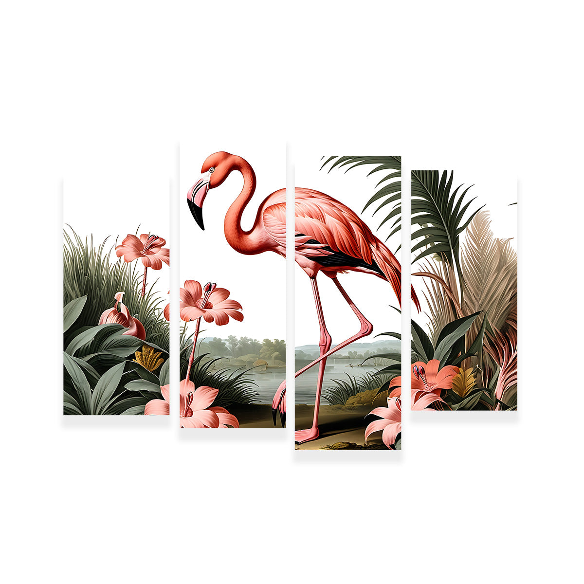 JJ Audubon's Style Flamingo Wall Art