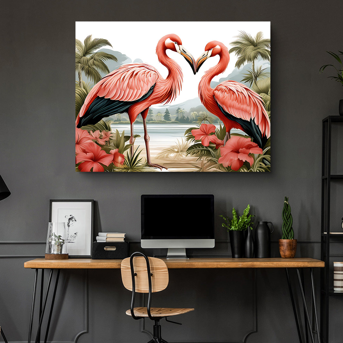 JJ Audubon's Style Flamingos Wall Art