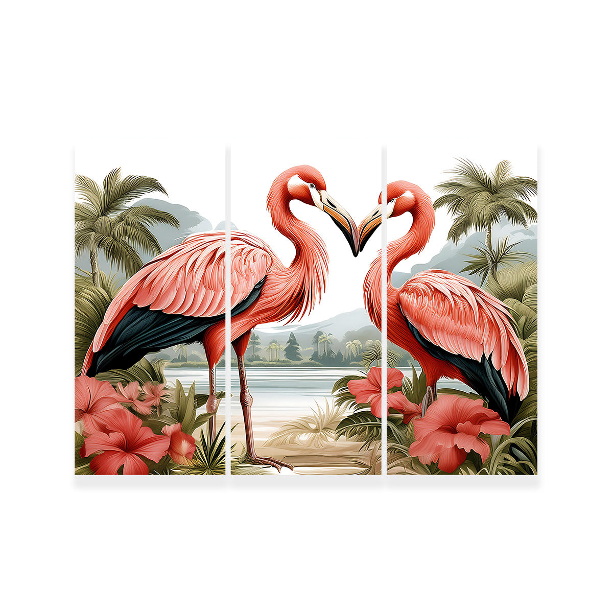 JJ Audubon's Style Flamingos Wall Art