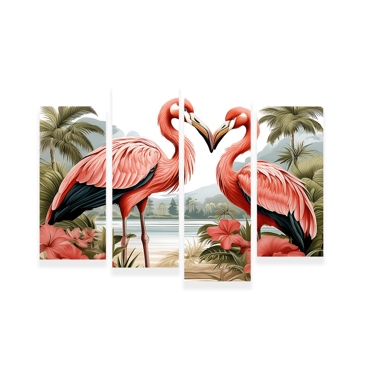 JJ Audubon's Style Flamingos Wall Art