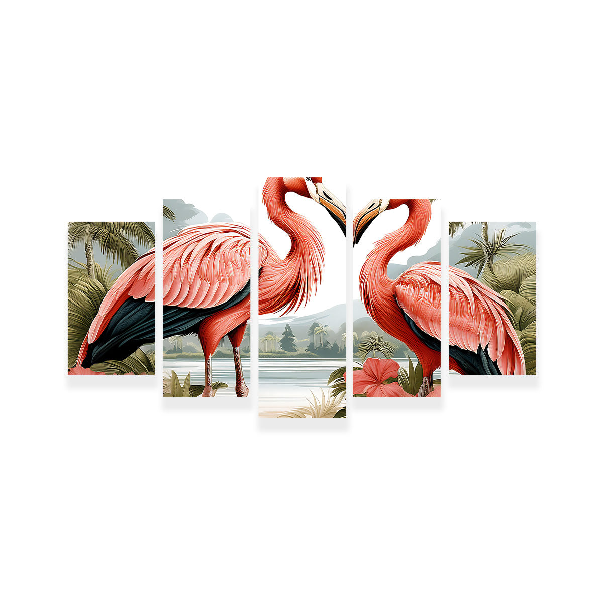 JJ Audubon's Style Flamingos Wall Art