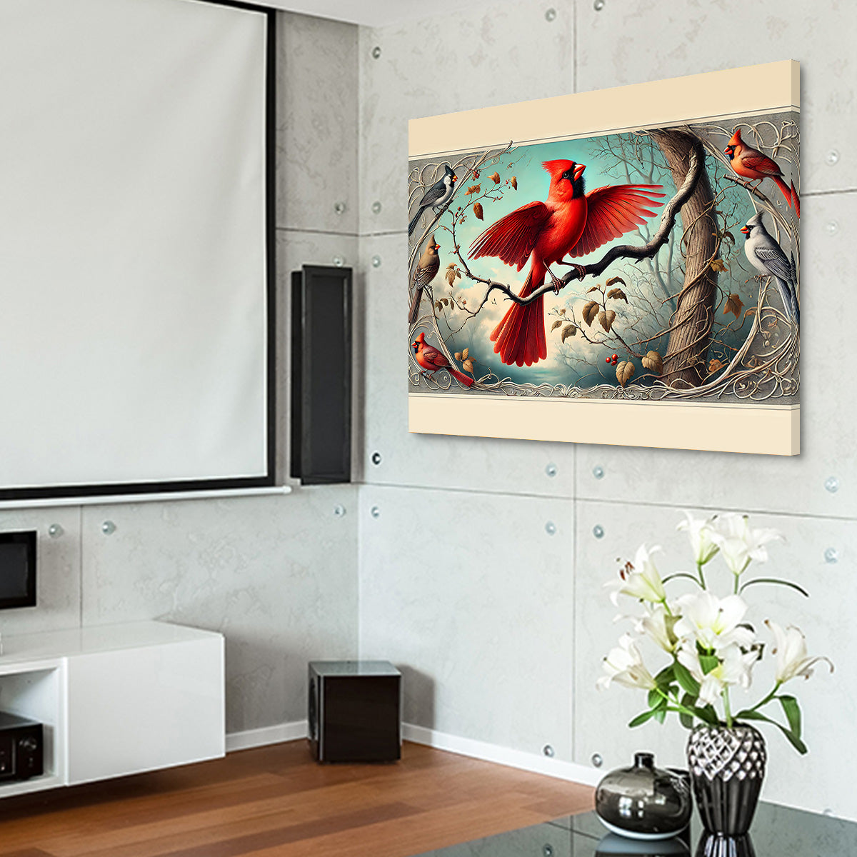 JJ Audubon's Style Northern Cardinal Wall Art