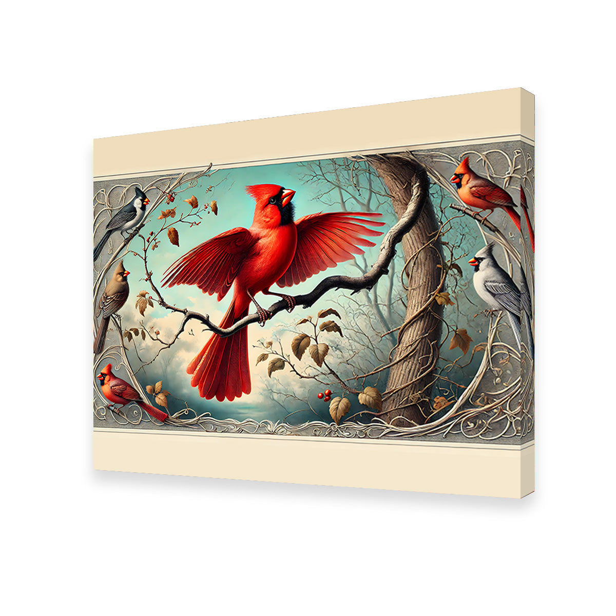 JJ Audubon's Style Northern Cardinal Wall Art