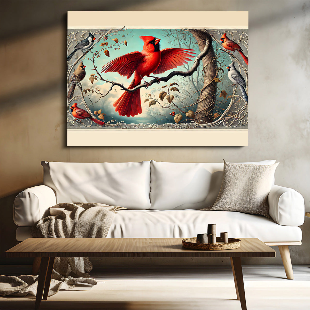 JJ Audubon's Style Northern Cardinal Wall Art