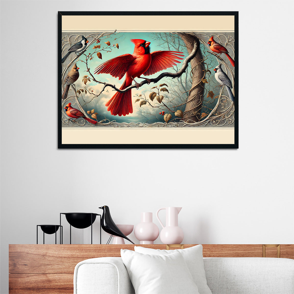JJ Audubon's Style Northern Cardinal Wall Art