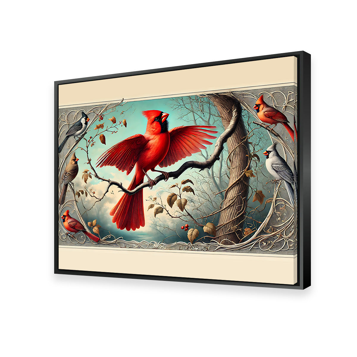 JJ Audubon's Style Northern Cardinal Wall Art