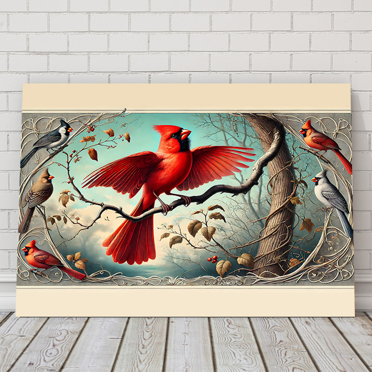 JJ Audubon's Style Northern Cardinal Wall Art