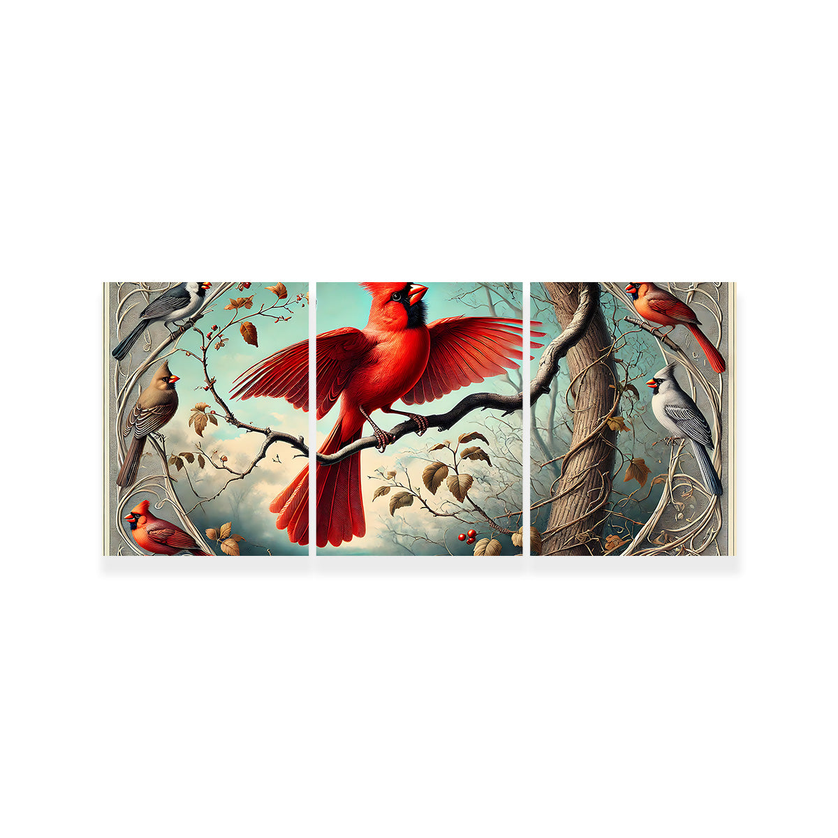 JJ Audubon's Style Northern Cardinal Wall Art