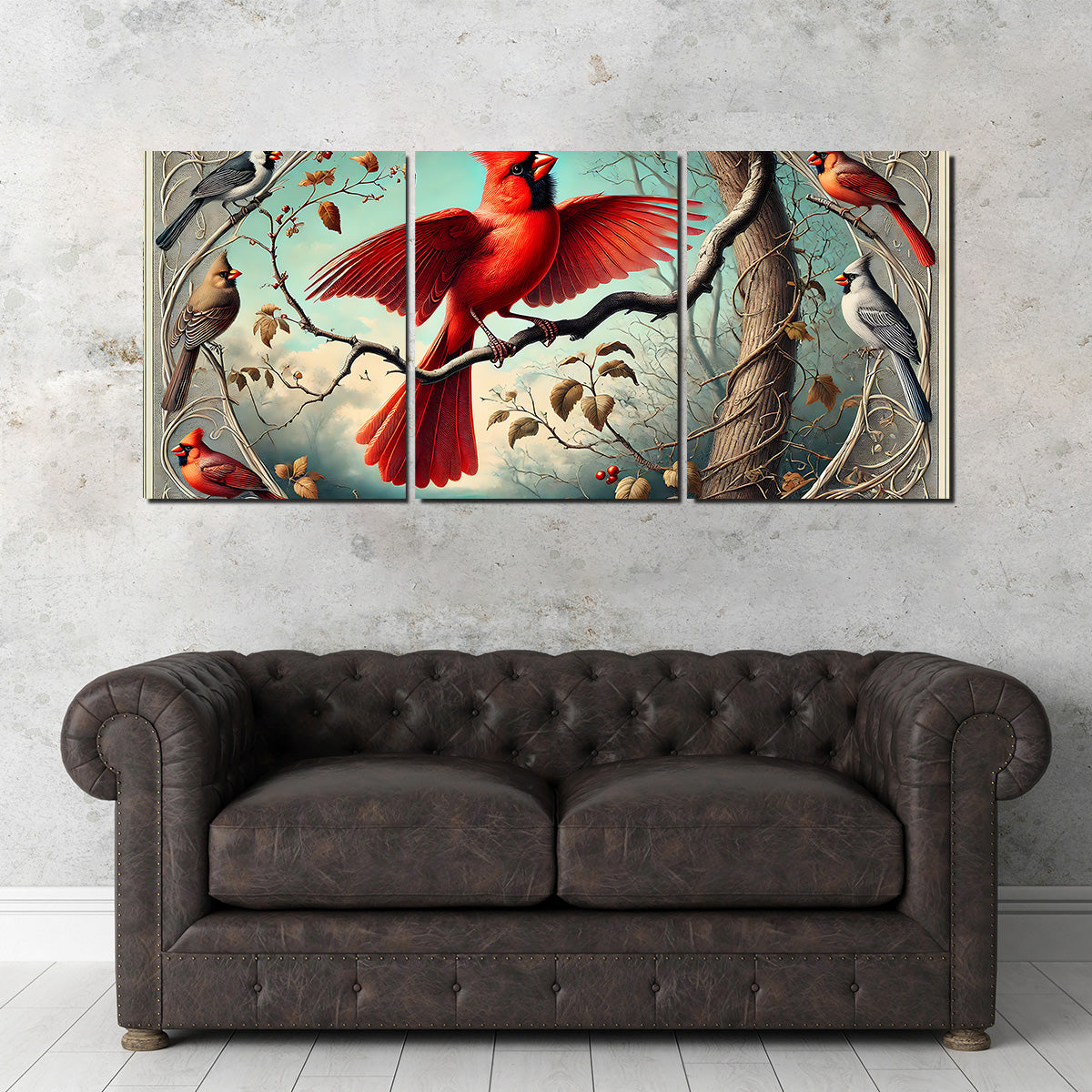 JJ Audubon's Style Northern Cardinal Wall Art