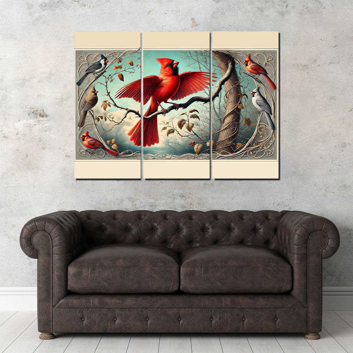 JJ Audubon's Style Northern Cardinal Wall Art