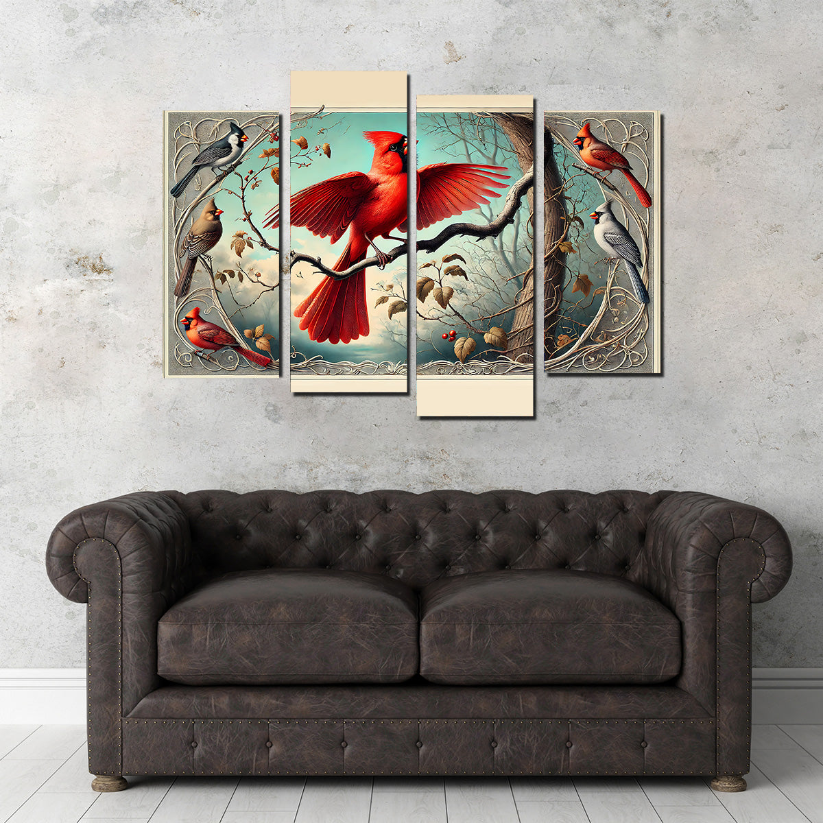 JJ Audubon's Style Northern Cardinal Wall Art