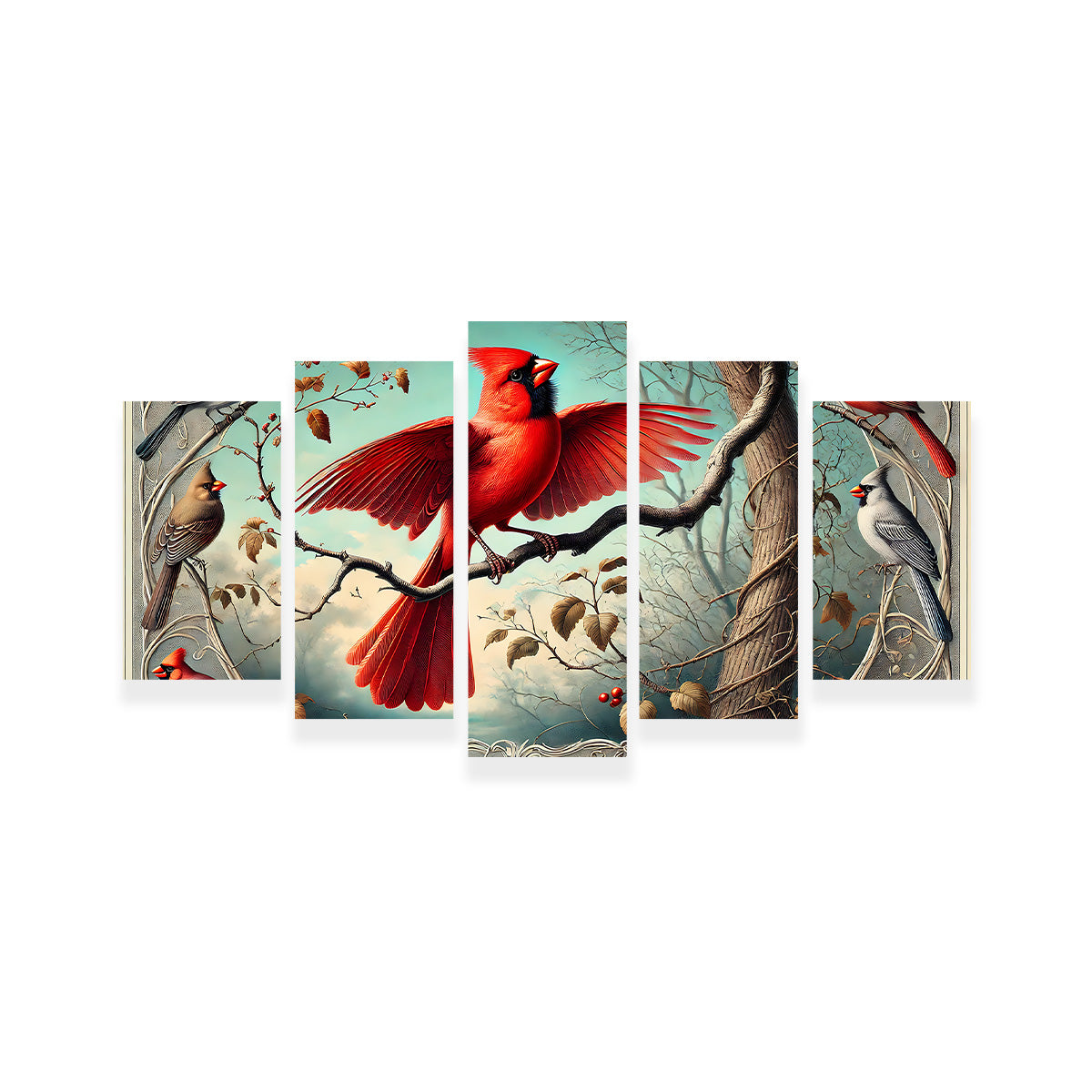 JJ Audubon's Style Northern Cardinal Wall Art