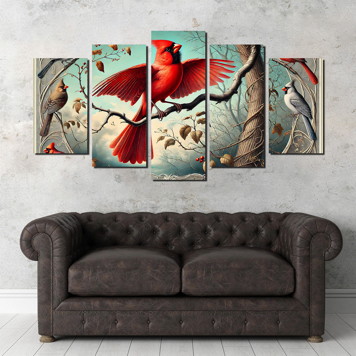 JJ Audubon's Style Northern Cardinal Wall Art