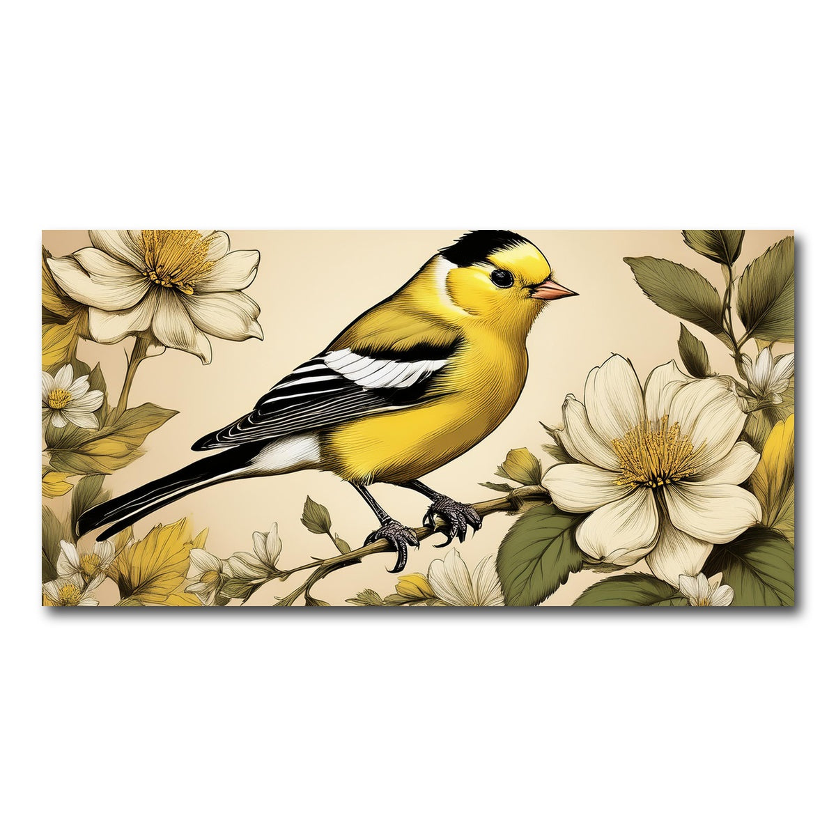 AUTO-MOCKUP WHITE | JJ Audubon's Style American Goldfinch | 1 Piece | Gallery Wrap Canvas | group=2x1