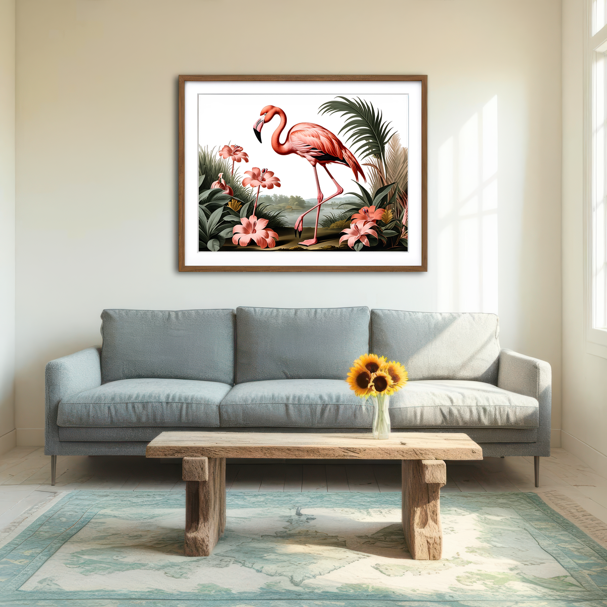 AUTO-MOCKUP ROOM | JJ Audubon's Style Flamingo Wall Art