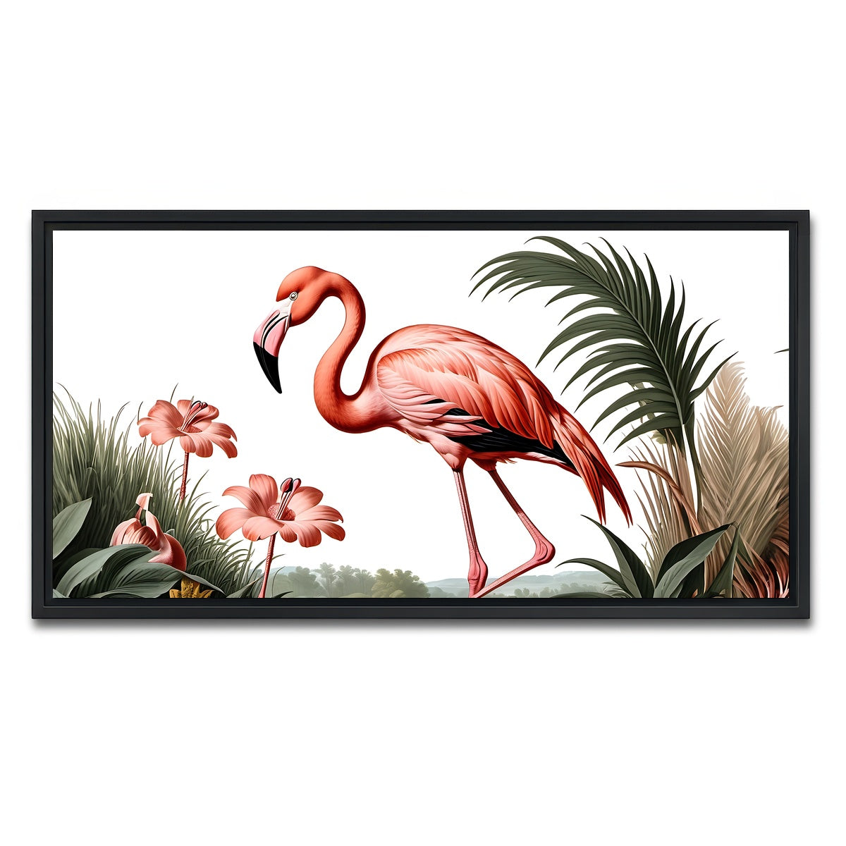 AUTO-MOCKUP WHITE | JJ Audubon's Style Flamingo | 1 Piece | Black Framed Canvas | group=2x1