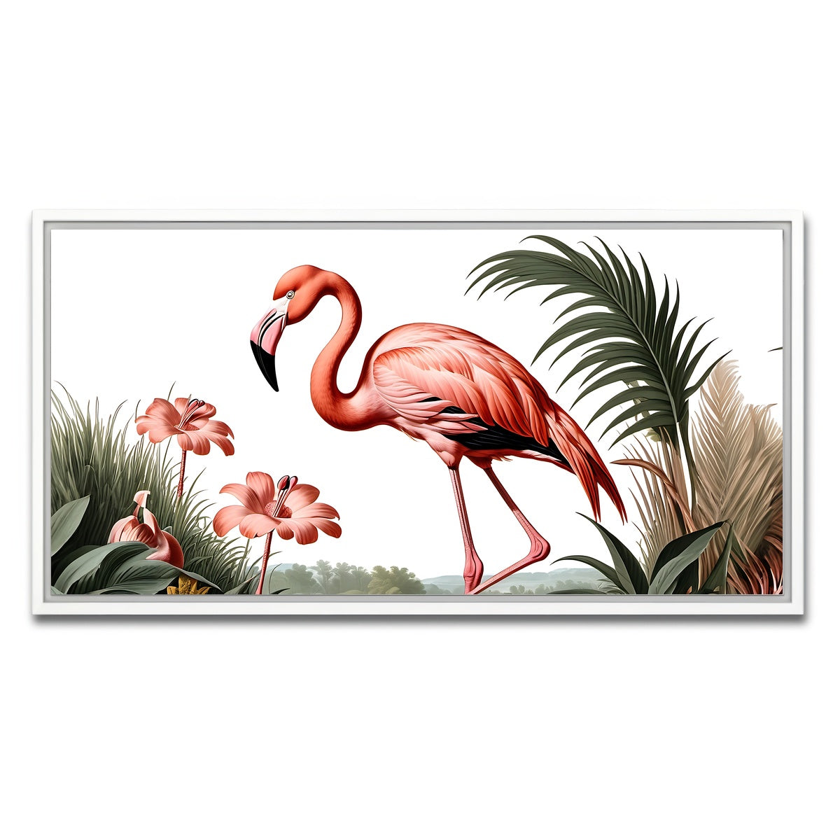 AUTO-MOCKUP WHITE | JJ Audubon's Style Flamingo | 1 Piece | White Framed Canvas | group=2x1