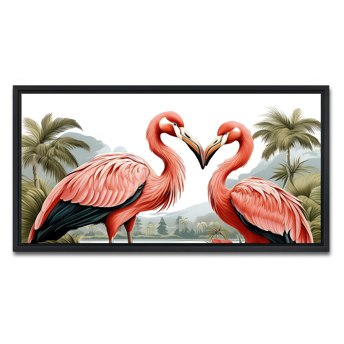 AUTO-MOCKUP WHITE | JJ Audubon's Style Flamingos | 1 Piece | Black Framed Canvas | group=2x1