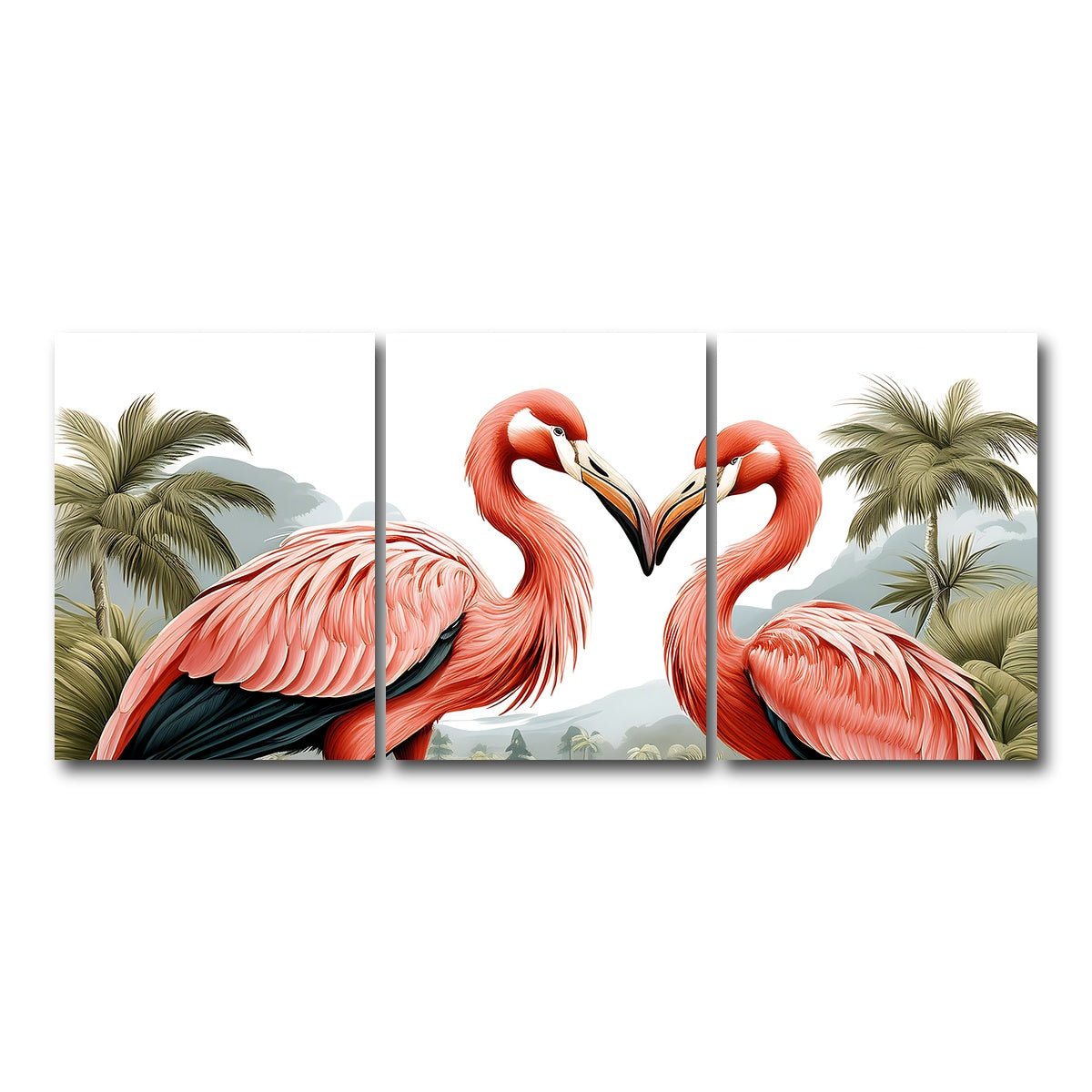 AUTO-MOCKUP WHITE | JJ Audubon's Style Flamingos | 3 Piece | Gallery Wrap Canvas | group=18x24