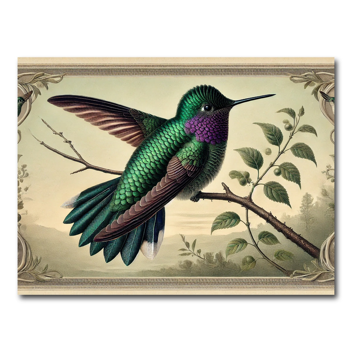 AUTO-MOCKUP WHITE | JJ Audubon's Style Hummingbird Print | 1 Piece | Gallery Wrap Canvas | group=4x3