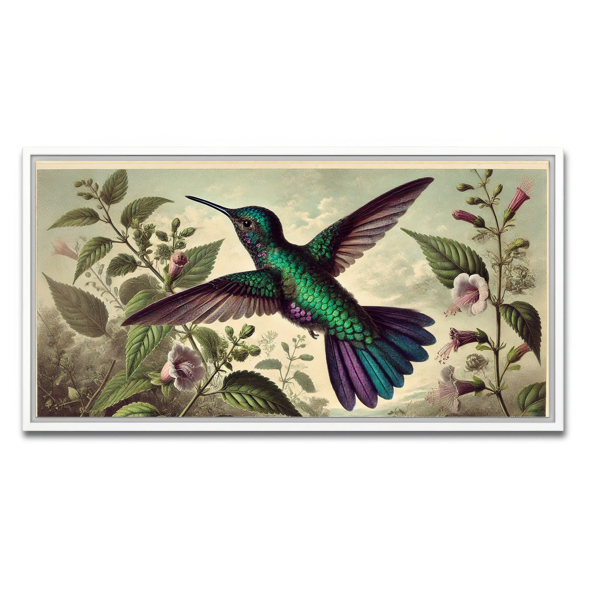 AUTO-MOCKUP WHITE | JJ Audubon's Style Hummingbird | 1 Piece | White Framed Canvas | group=2x1