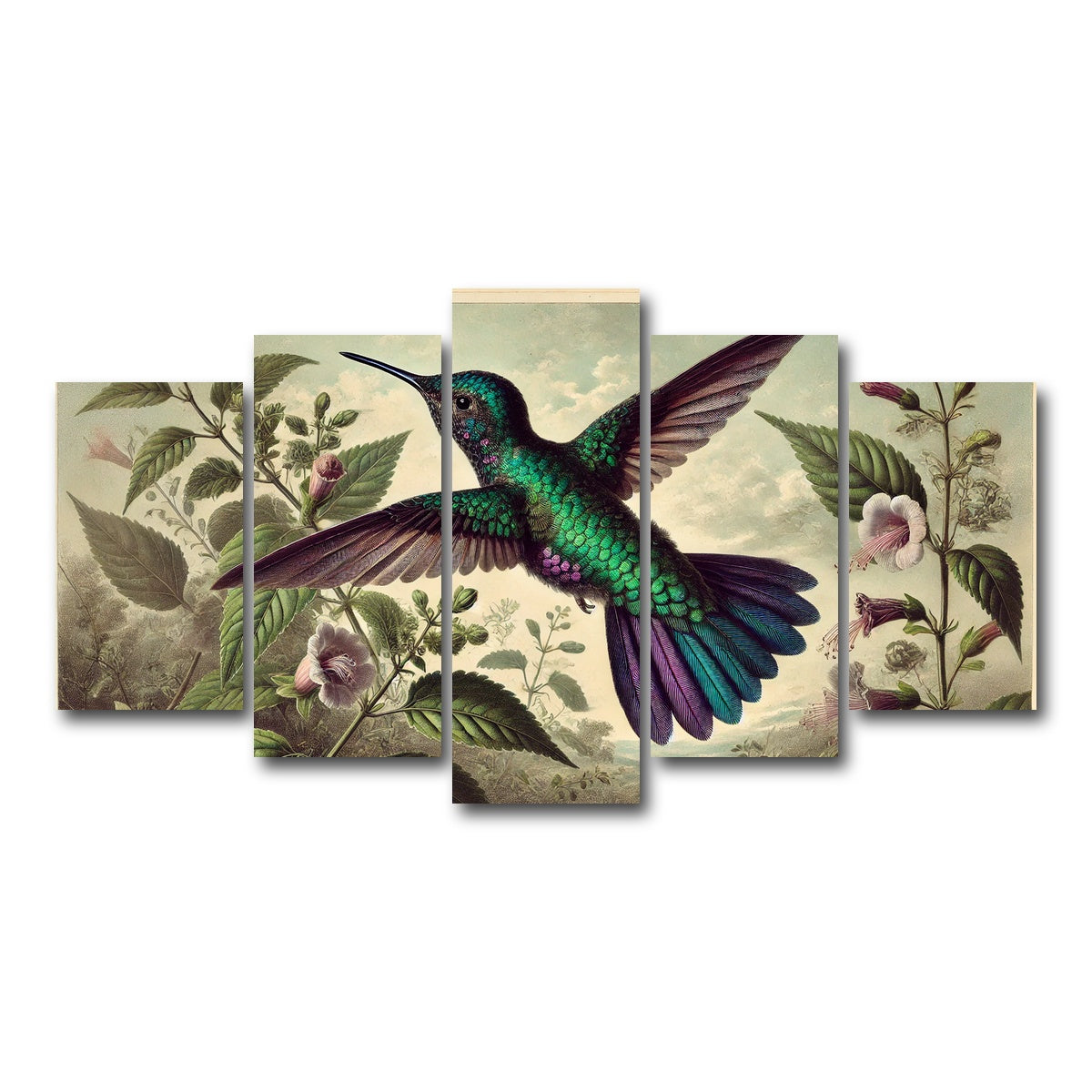 AUTO-MOCKUP WHITE | JJ Audubon's Style Hummingbird | 5 Piece | Gallery Wrap Canvas | group=5_normal