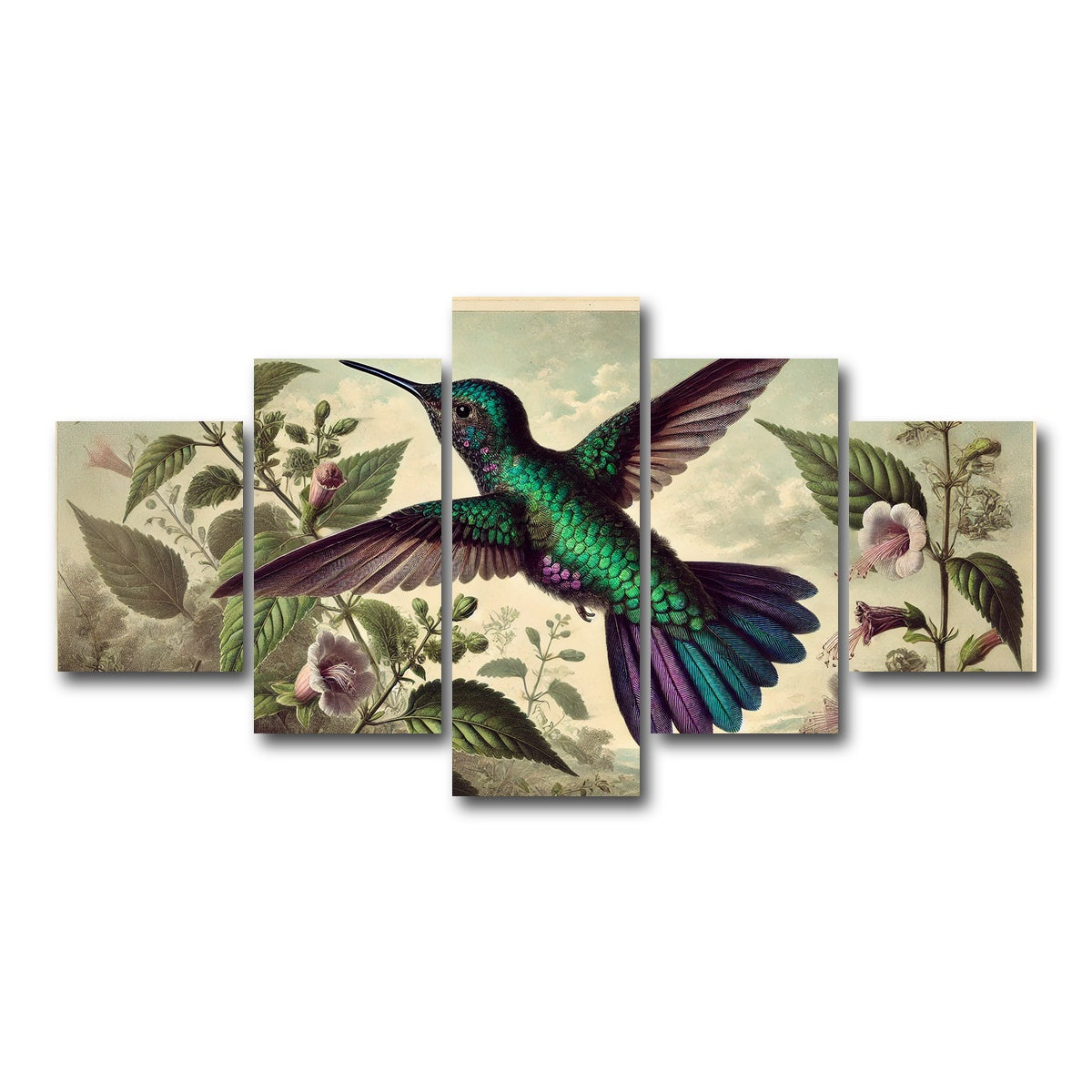 AUTO-MOCKUP WHITE | JJ Audubon's Style Hummingbird | 5 Piece | Gallery Wrap Canvas | group=5_short