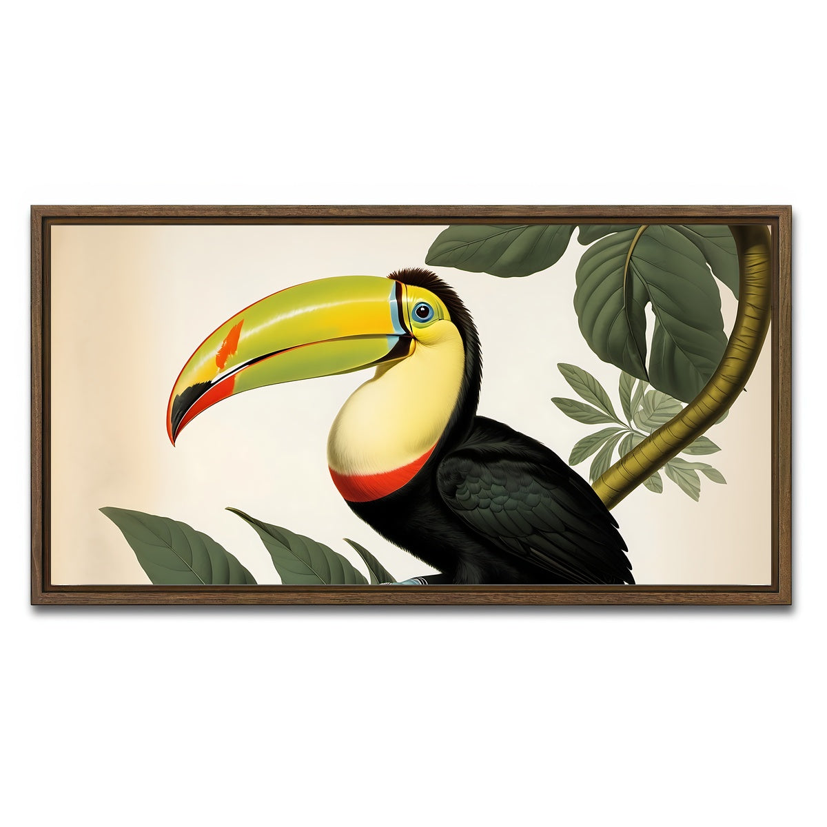 AUTO-MOCKUP WHITE | JJ Audubon's Style Keel-Billed Toucan | 1 Piece | Walnut Framed Canvas | group=2x1