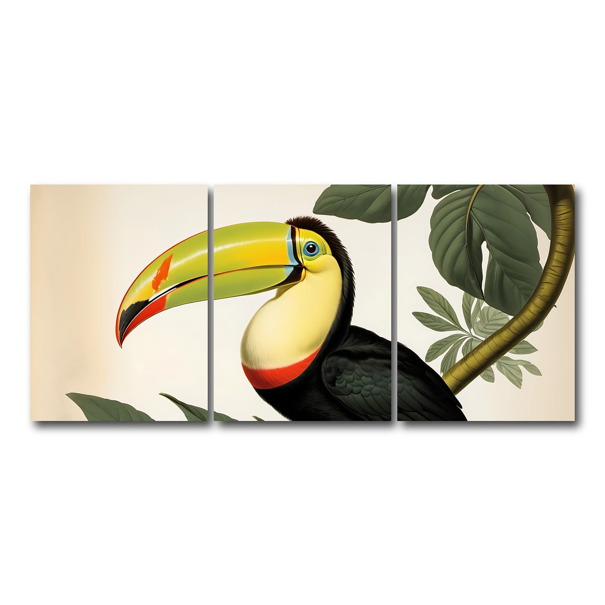 AUTO-MOCKUP WHITE | JJ Audubon's Style Keel-Billed Toucan | 3 Piece | Gallery Wrap Canvas | group=18x24