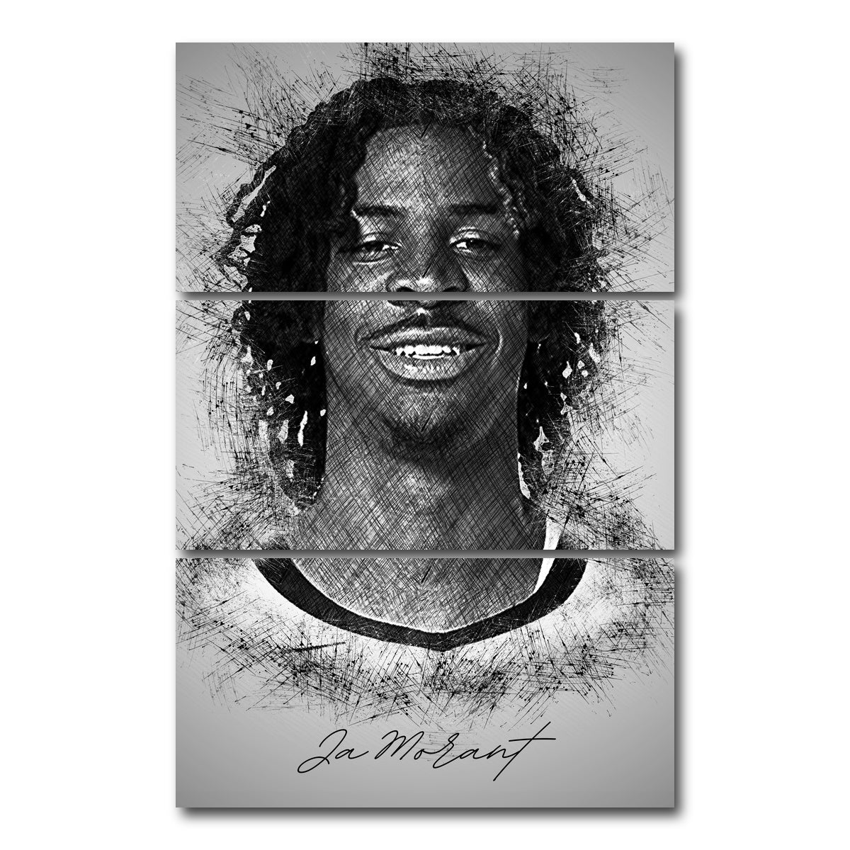 AUTO-MOCKUP WHITE | Ja Morant | 3 Piece | Gallery Wrap Canvas | group=12x24_stacked