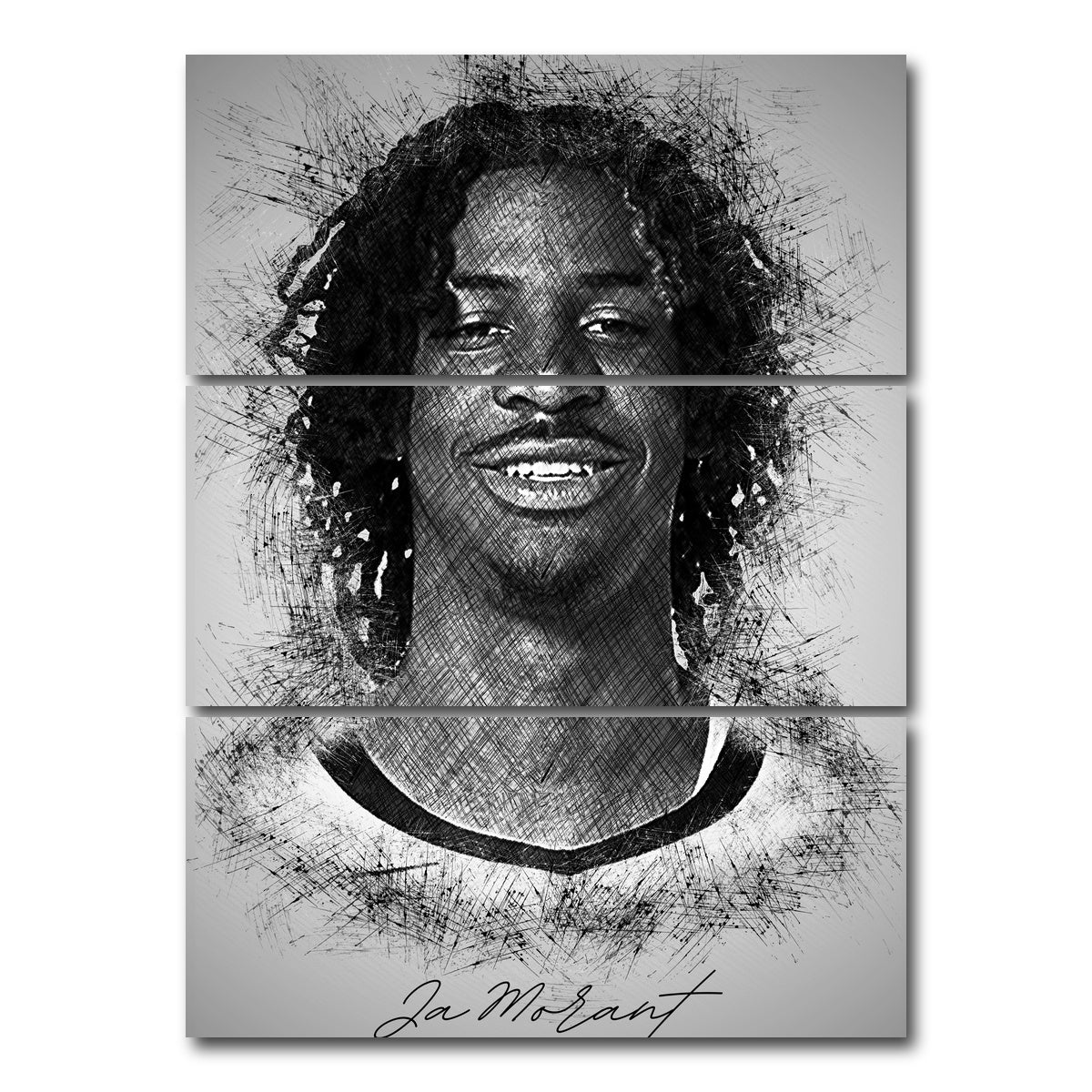 AUTO-MOCKUP WHITE | Ja Morant | 3 Piece | Gallery Wrap Canvas | group=8x18_stacked