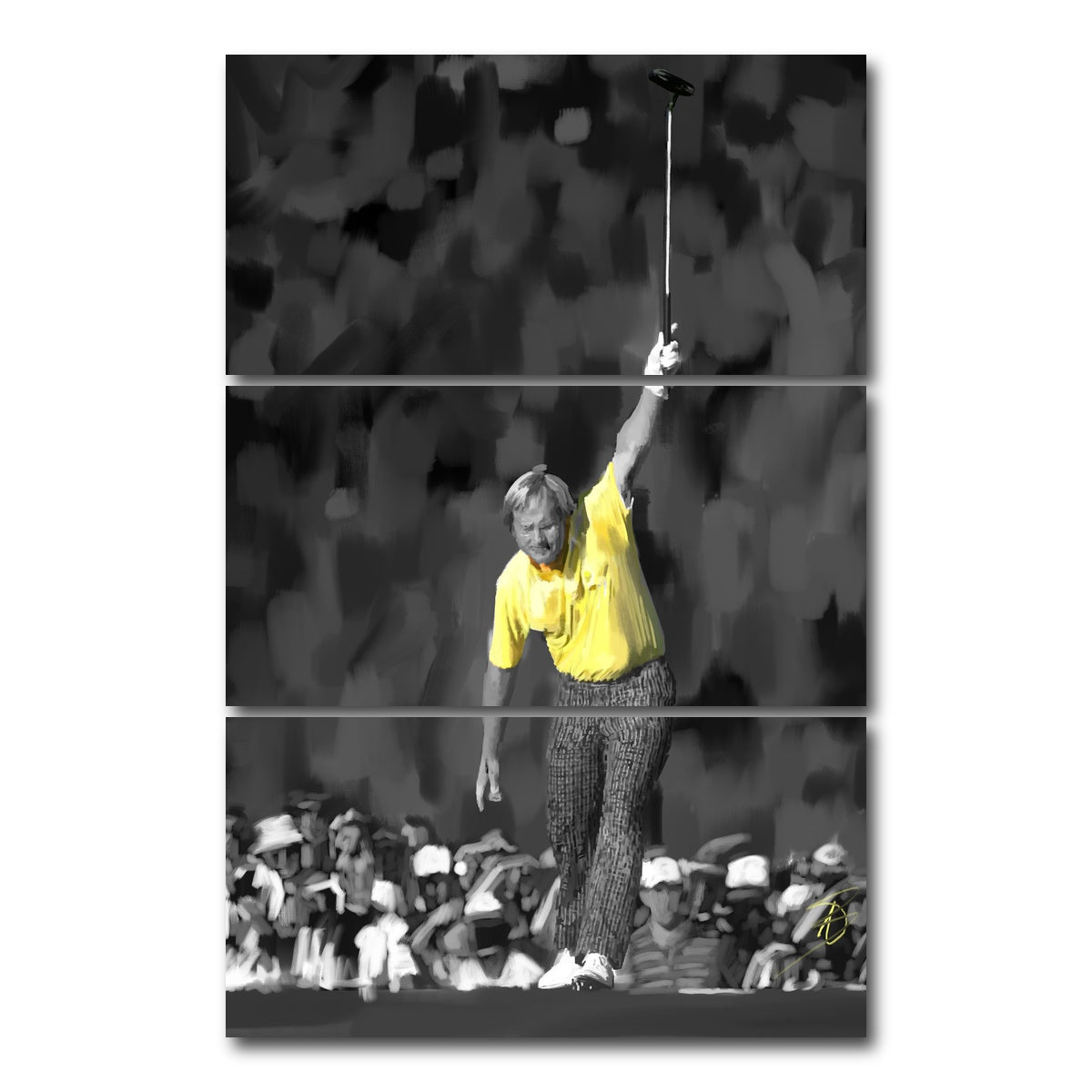 AUTO-MOCKUP WHITE | Jack Nicklaus Yellow | 3 Piece | Gallery Wrap Canvas | group=12x24_stacked