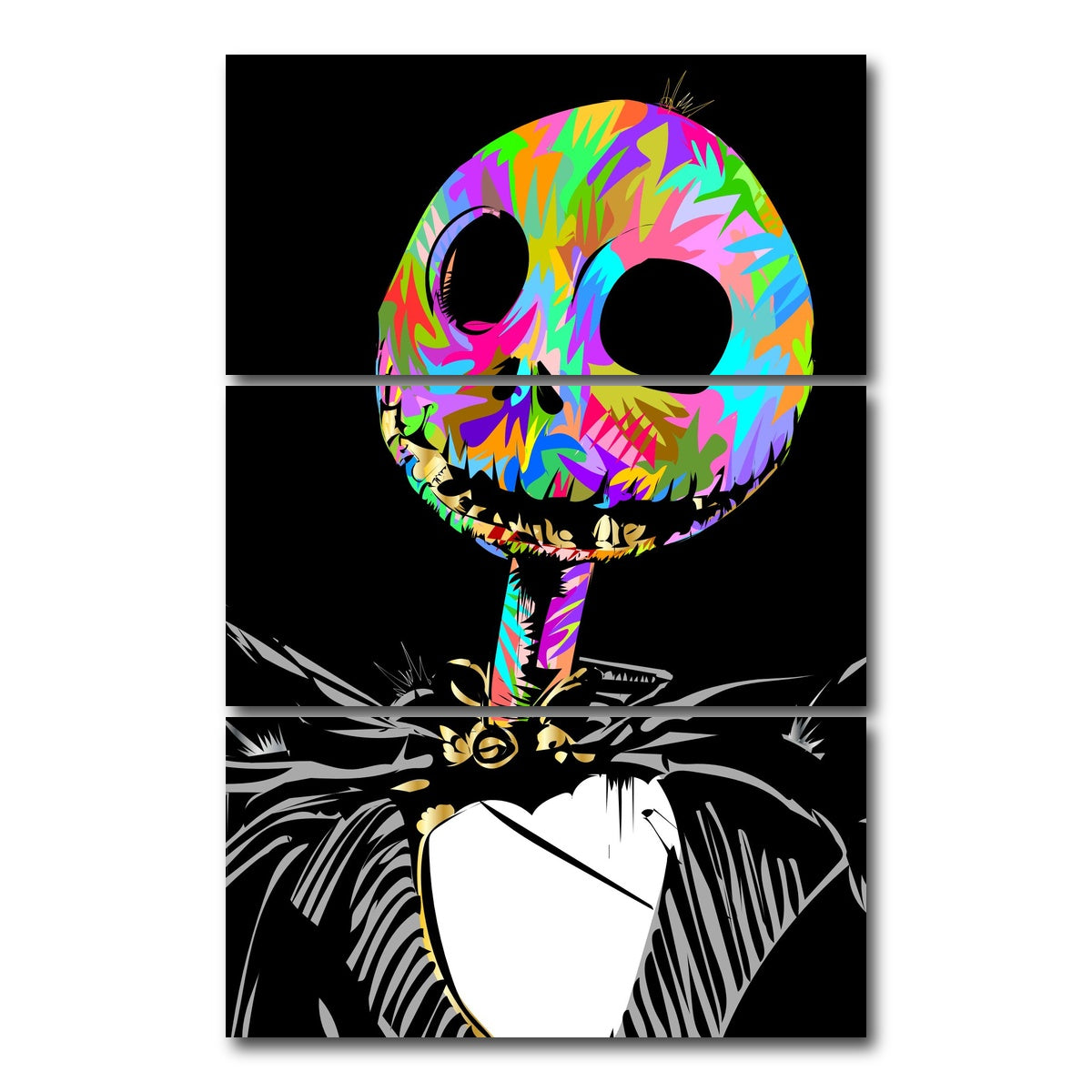 AUTO-MOCKUP WHITE | Jack Skellington | 3 Piece | Gallery Wrap Canvas | group=12x24_stacked