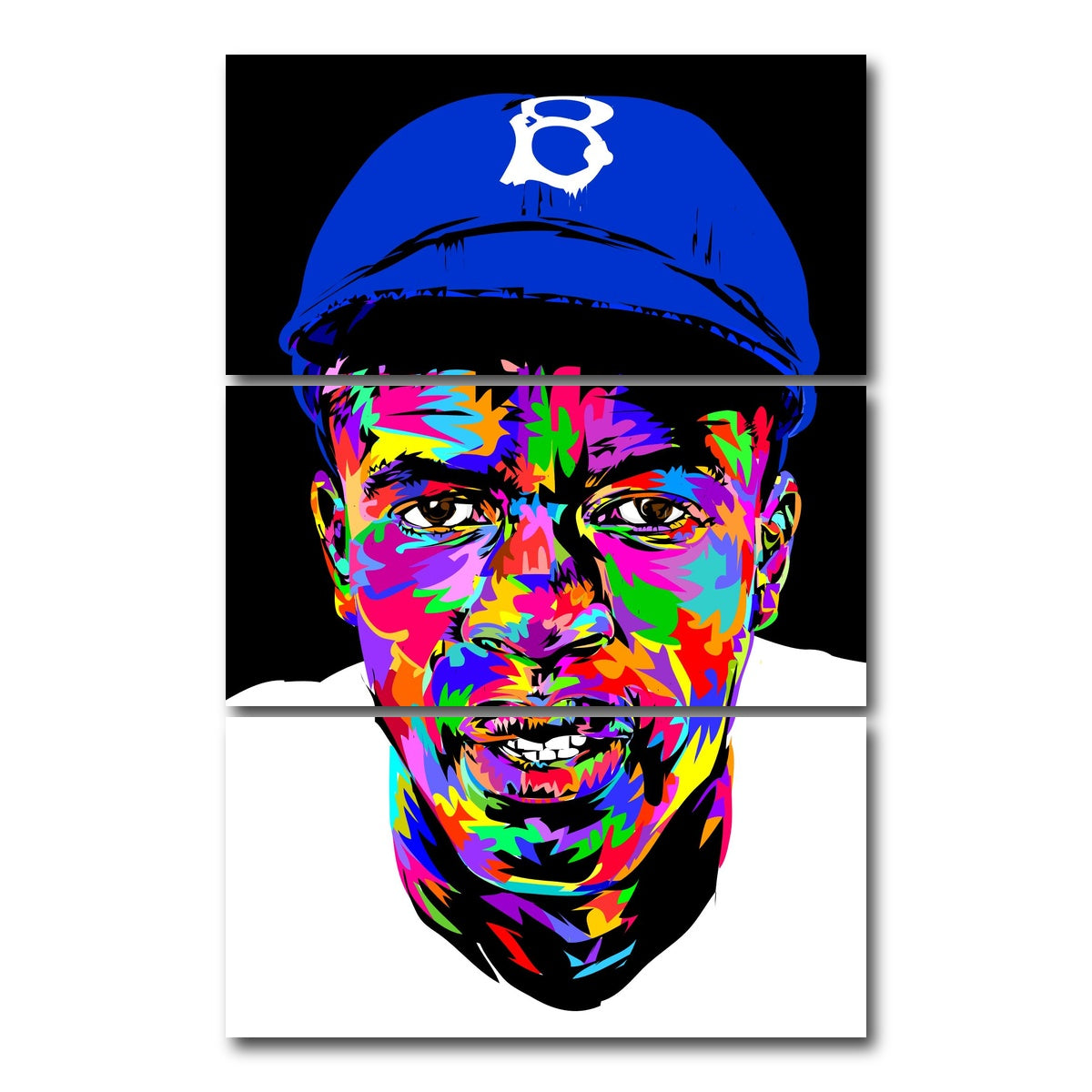 AUTO-MOCKUP WHITE | Jackie Robinson | 3 Piece | Gallery Wrap Canvas | group=12x24_stacked