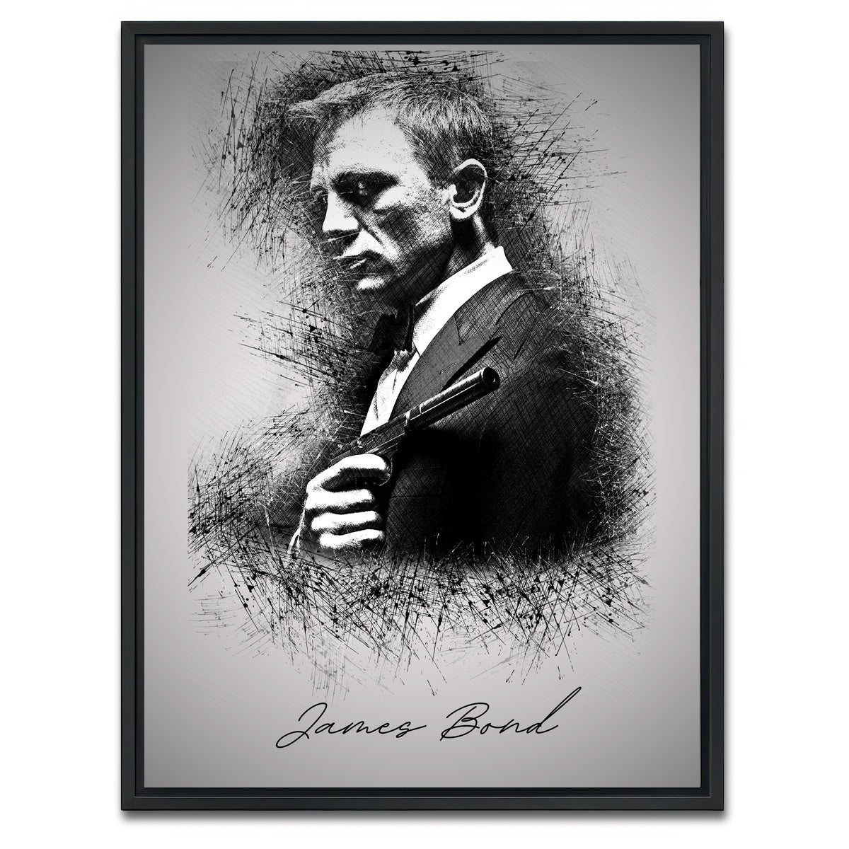 AUTO-MOCKUP WHITE | James Bond Silencer | 1 Piece | Black Framed Canvas | group=3x4