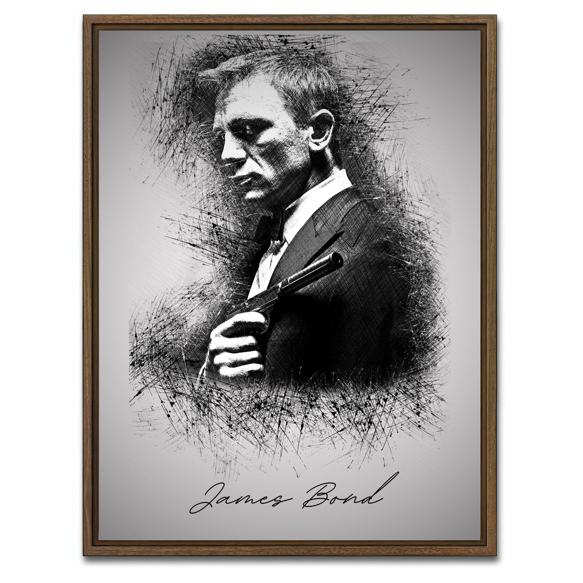 AUTO-MOCKUP WHITE | James Bond Silencer | 1 Piece | Walnut Framed Canvas | group=3x4
