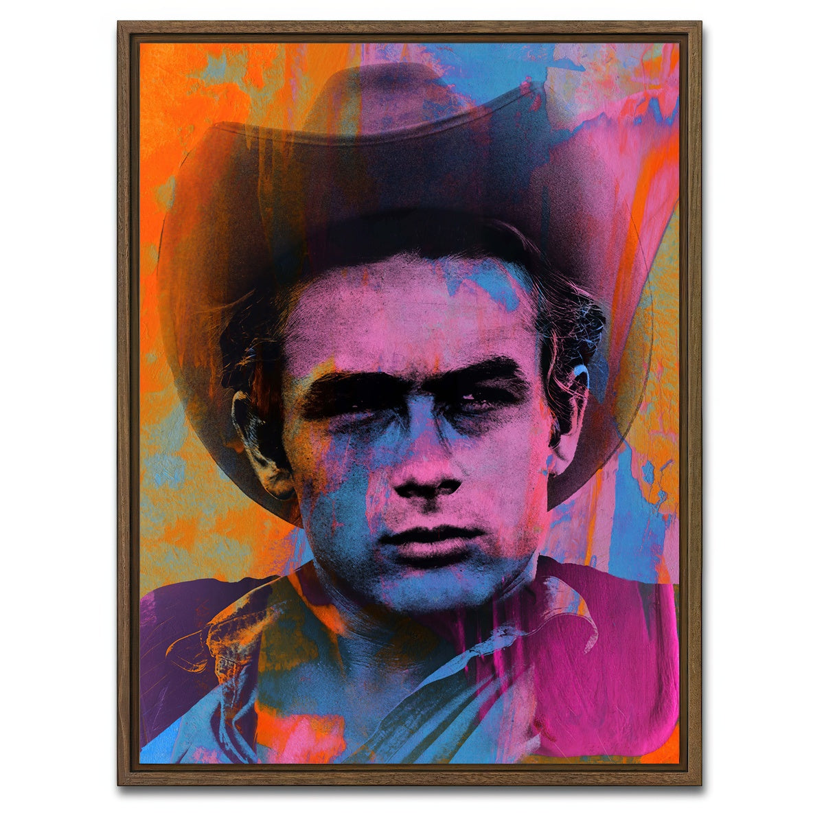 AUTO-MOCKUP WHITE | James Dean Cowboy | 1 Piece | Walnut Framed Canvas | group=3x4