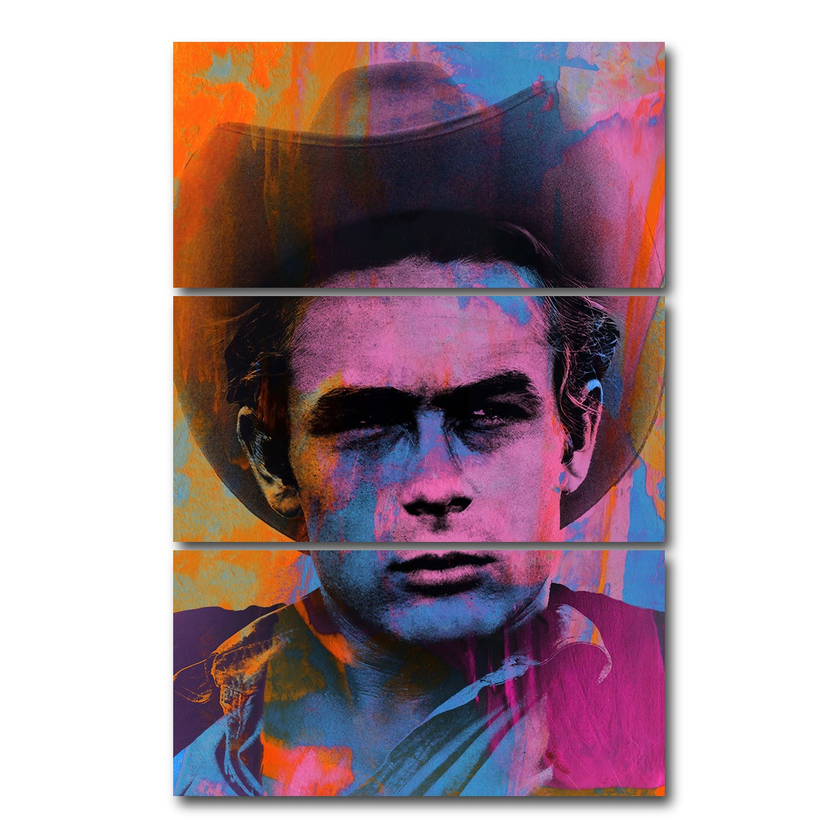 AUTO-MOCKUP WHITE | James Dean Cowboy | 3 Piece | Gallery Wrap Canvas | group=12x24_stacked