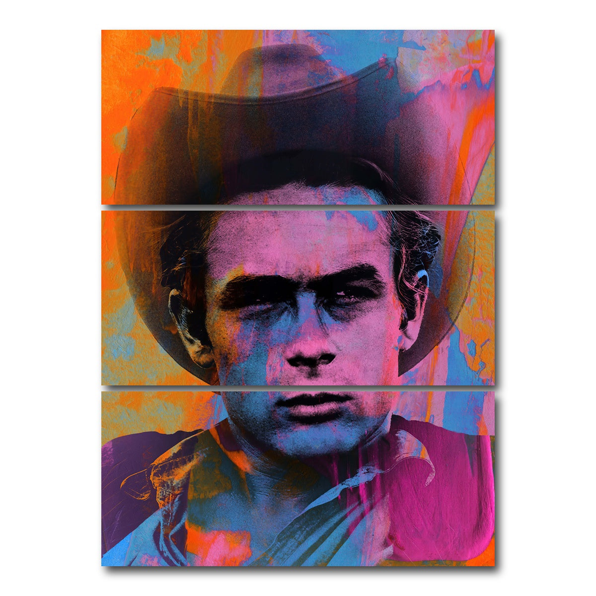 AUTO-MOCKUP WHITE | James Dean Cowboy | 3 Piece | Gallery Wrap Canvas | group=8x18_stacked