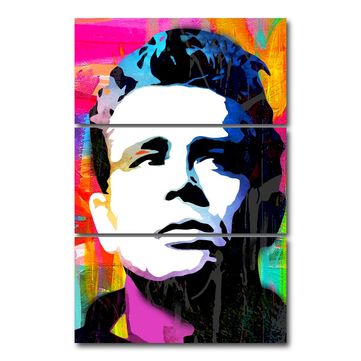 AUTO-MOCKUP WHITE | James Dean Portrait | 3 Piece | Gallery Wrap Canvas | group=12x24_stacked