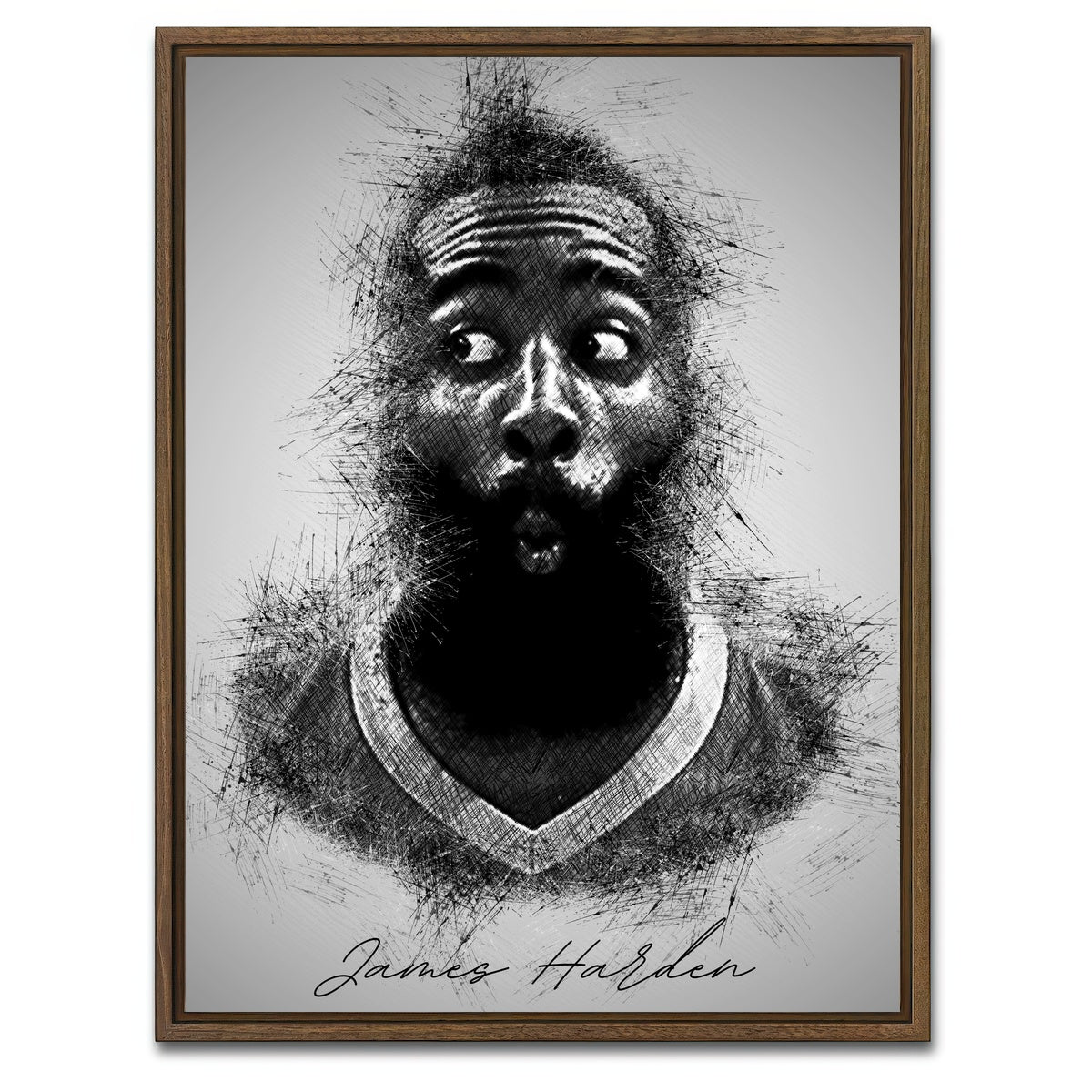 AUTO-MOCKUP WHITE | James Harden | 1 Piece | Walnut Framed Canvas | group=3x4