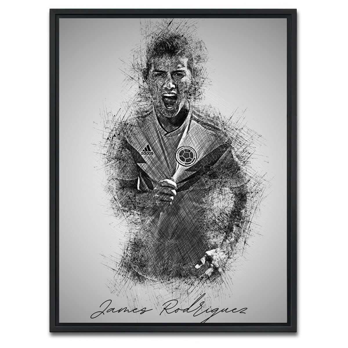 AUTO-MOCKUP WHITE | James Rodriguez | 1 Piece | Black Framed Canvas | group=3x4