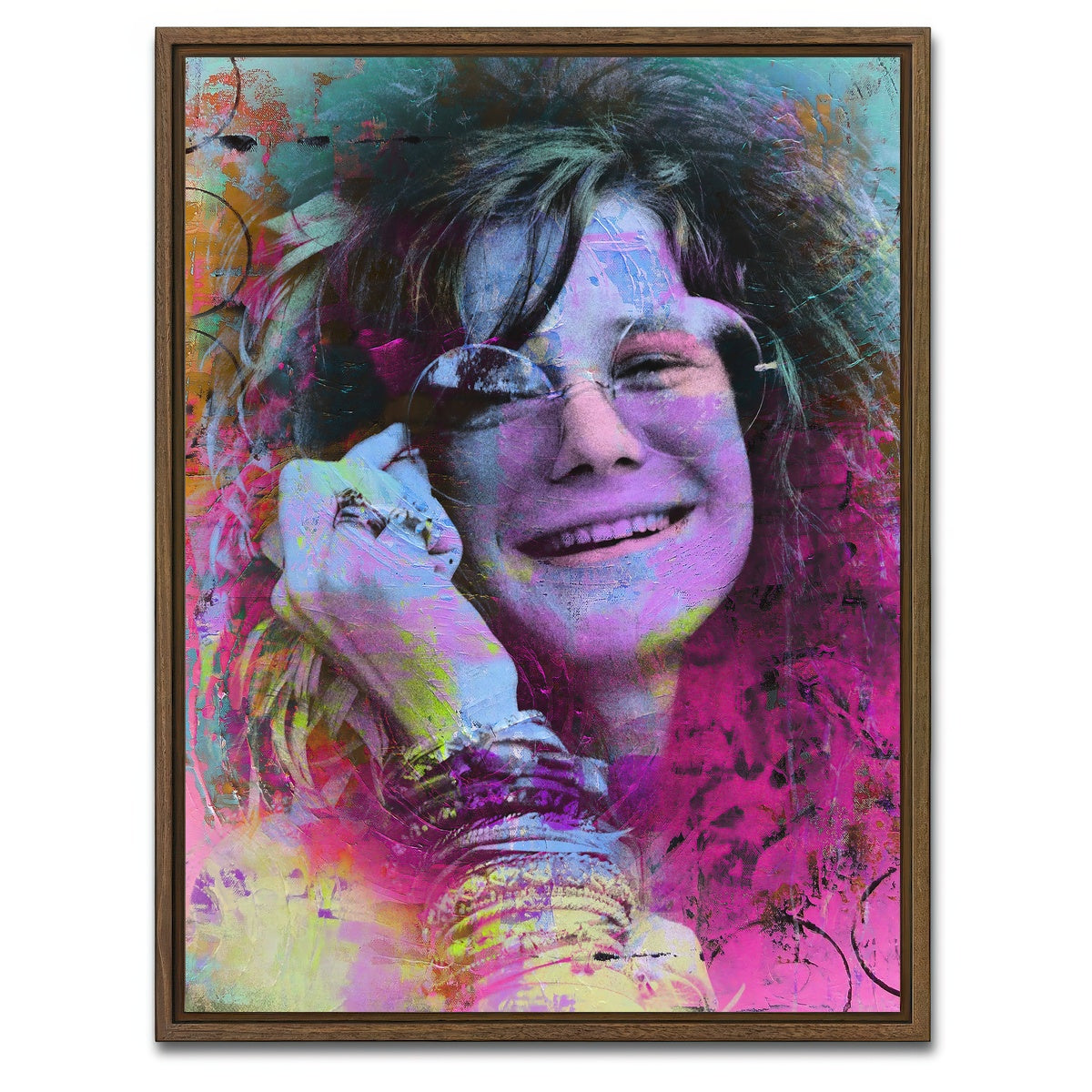 AUTO-MOCKUP WHITE | Janis Joplin Circles | 1 Piece | Walnut Framed Canvas | group=3x4