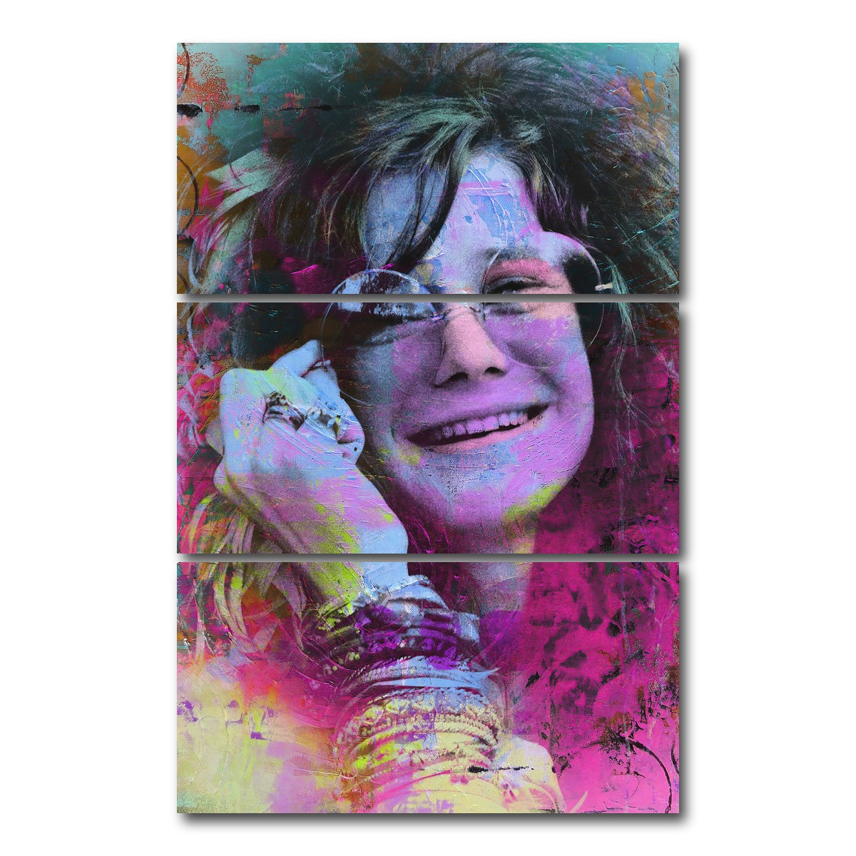 AUTO-MOCKUP WHITE | Janis Joplin Circles | 3 Piece | Gallery Wrap Canvas | group=12x24_stacked