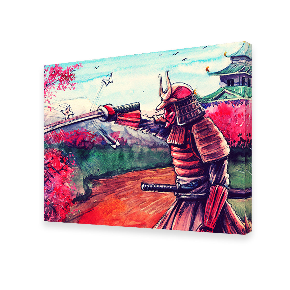 Japanese Samurai Watercolor Wall Art